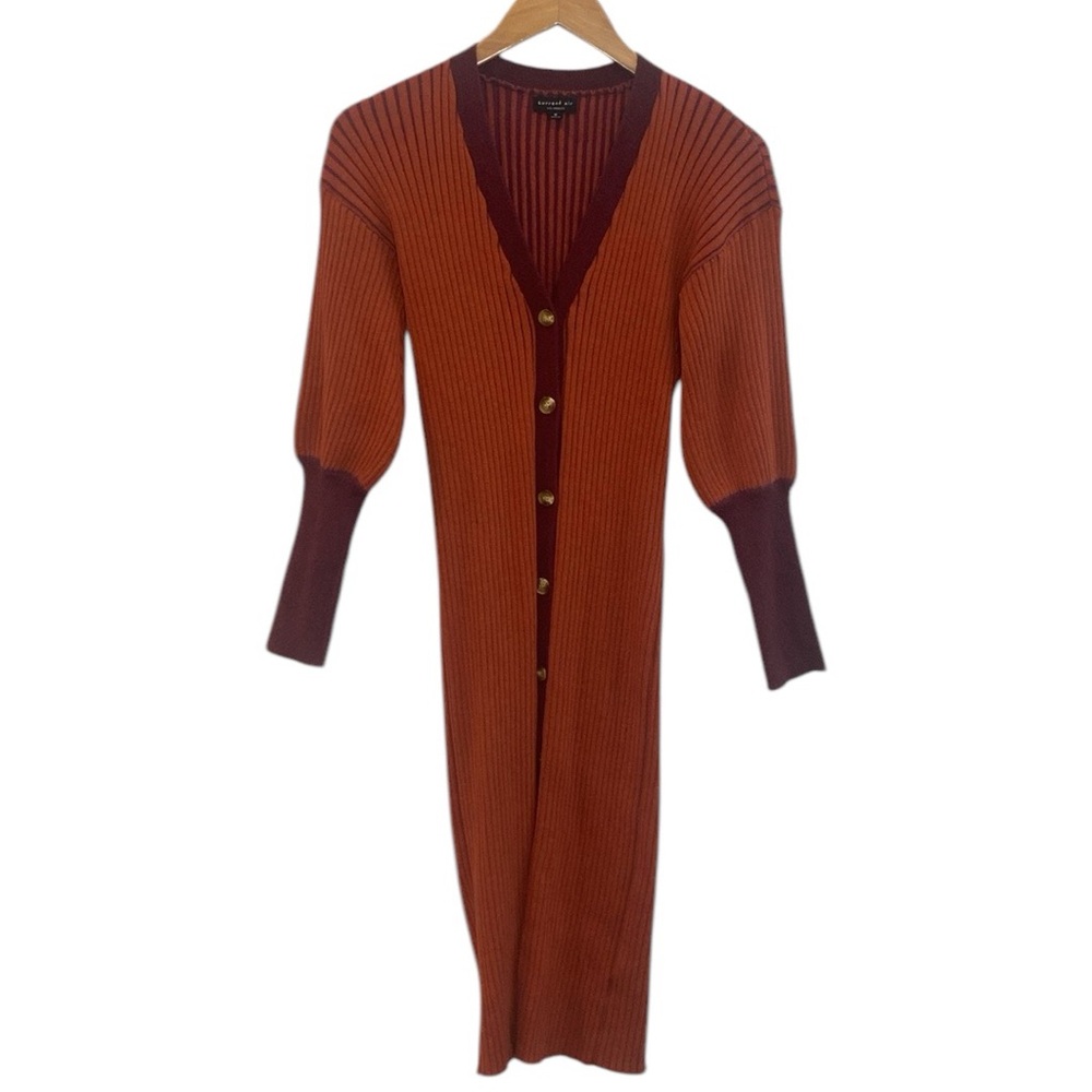 Current Air Contrast Button Down Sweater Brick Dr… - image 1